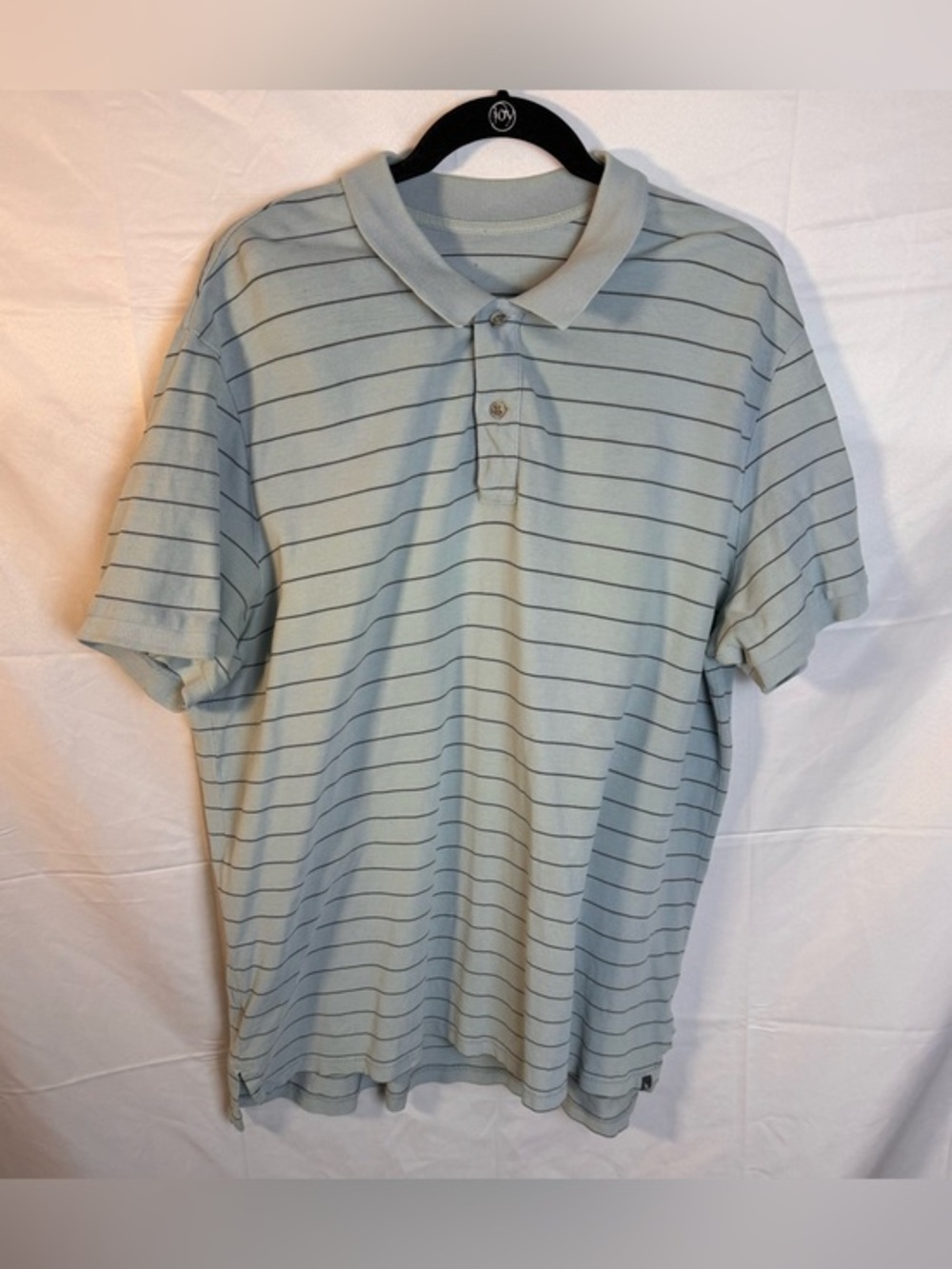 Eddie Bauer Men's Light Green Striped Polo Shirt